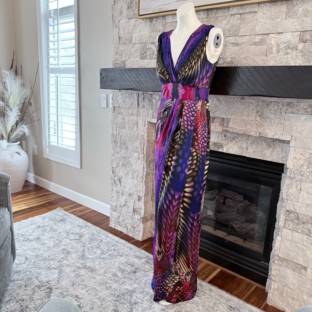 Boston Proper Snake Print Maxi Dress Size 8 Purple Pink - Picture 3 of 10